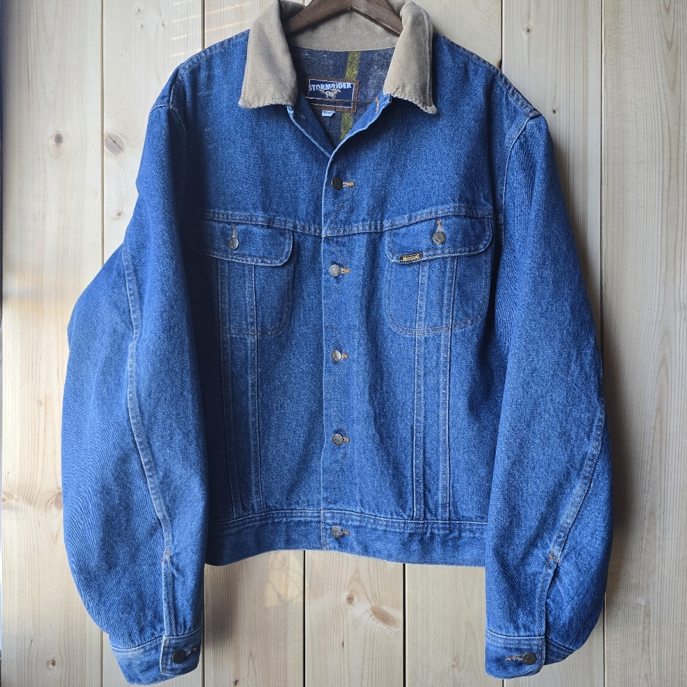 Vintage Mustang StormRider Corduroy Denim Jean Jacket Blanket Lined Size 52T